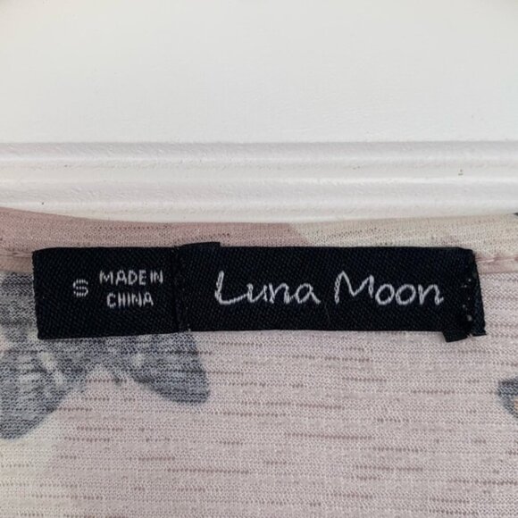 Luna Moon Pink Butterfly Wrap Quarter Sleep Top Blouse Size S - Picture 3 of 5